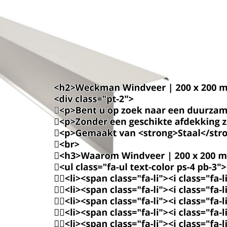 Windveer | 200 x 200 mm Staal 0,50 mm | 25 µm Polyester | 9002 - Grijswit Windveer | 200 x 200 mm | Staal 0,50 mm | 25 µm Polyester | 9002 - Grijswit #2