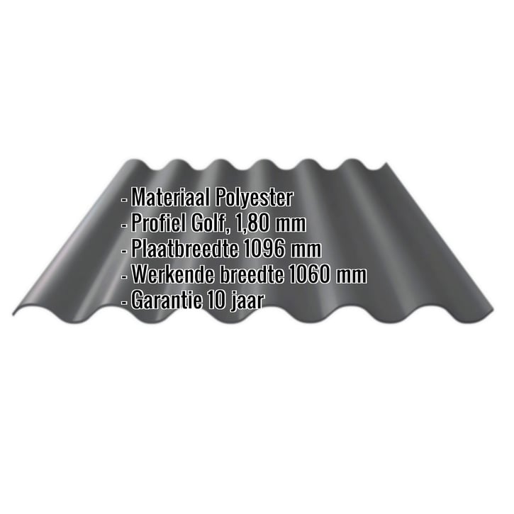 Polyester golfplaat Stabipol | 177/51 | 1,8 mm | Donkergrijs | 7500 mm #2