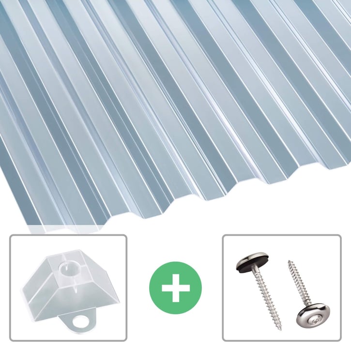 PET damwandplaat | 76/18 | Voordeelpakket | 1,10 mm | Helder, licht blauw getint | Blueline | Breedte 3,13 m | Lengte 2,00 m #1