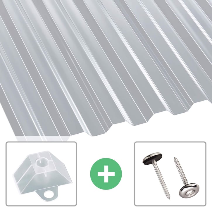 Polycarbonaat damwandplaat | 76/18 | Voordeelpakket | 0,80 mm | Helder | Breedte 3,00 m | Lengte 2,00 m #1