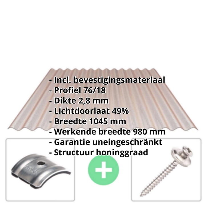 Polycarbonaat golfplaat | 76/18 | Voordeelpakket | 2,80 mm | Brons | Honingraatstructuur | Breedte 3,05 m | Lengte 2,00 m #2