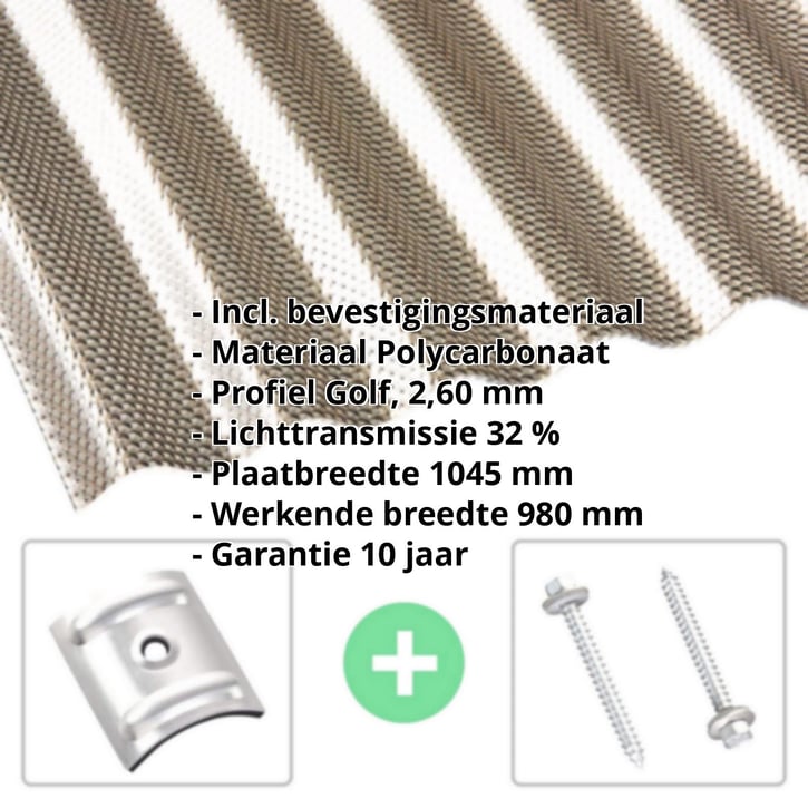 Polycarbonaat golfplaat | 76/18 | Voordeelpakket | 2,60 mm | Brons | Honingraatstructuur | Breedte 3,01 m | Lengte 4,50 m #2