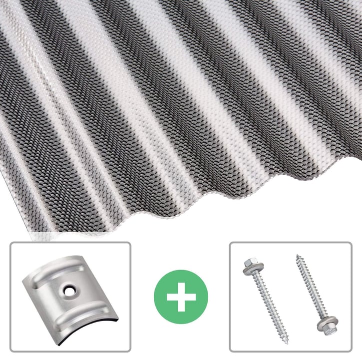 Polycarbonaat golfplaat | 76/18 | Voordeelpakket | 2,60 mm | grafiet | Honingraatstructuur | Breedte 3,01 m | Lengte 2,00 m #1