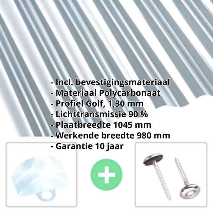 Polycarbonaat golfplaat | 76/18 | Voordeelpakket | 1,30 mm | Helder | Breedte 4,96 m | Lengte 7,00 m #2