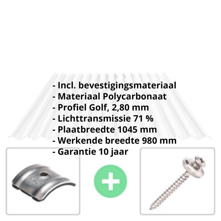 Polycarbonaat golfplaat | 76/18 | Voordeelpakket | 2,80 mm | Helder | Honingraatstructuur | Breedte 3,05 m | Lengte 2,00 m #2