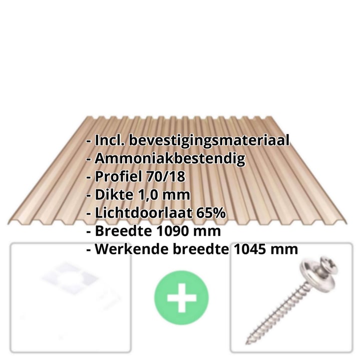 PVC damwandplaat | 70/18 | Voordeelpakket 1,00 mm | Brons | Breedte 3,18 m | Lengte 2,00 m PVC damwandplaat | 70/18 | Voordeelpakket | 1,00 mm | Brons | Breedte 3,18 m | Lengte 2,00 m #2