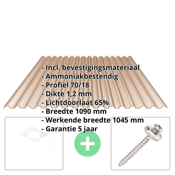 PVC damwandplaat | 70/18 | Voordeelpakket 1,20 mm | Brons | Breedte 3,18 m | Lengte 2,00 m PVC damwandplaat | 70/18 | Voordeelpakket | 1,20 mm | Brons | Breedte 3,18 m | Lengte 2,00 m #2