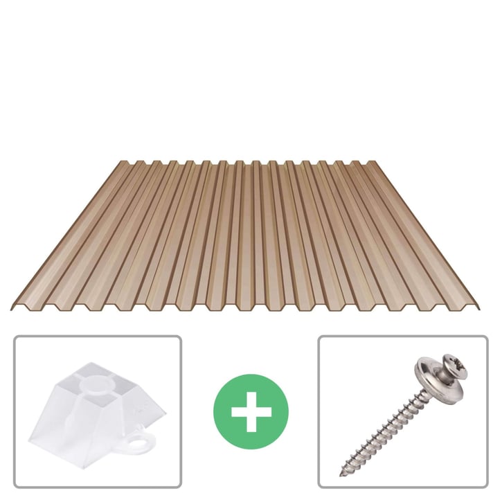 PVC damwandplaat | 70/18 | Voordeelpakket 1,20 mm | Brons | Breedte 3,18 m | Lengte 2,00 m PVC damwandplaat | 70/18 | Voordeelpakket | 1,20 mm | Brons | Breedte 3,18 m | Lengte 2,00 m #1
