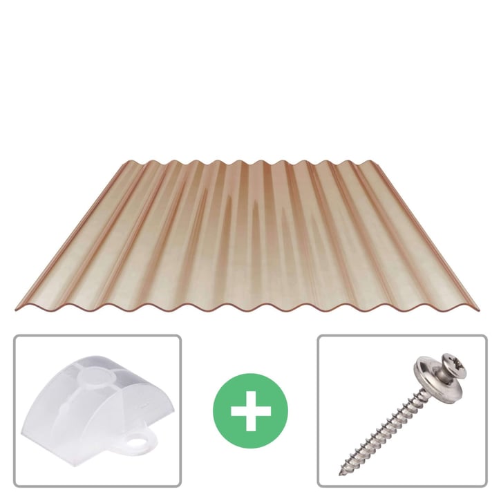 PVC golfplaat | 76/18 | Voordeelpakket 1,20 mm | Brons | Breedte 2,57 m | Lengte 2,00 m PVC golfplaat | 76/18 | Voordeelpakket | 1,20 mm | Brons | Breedte 2,57 m | Lengte 2,00 m #1