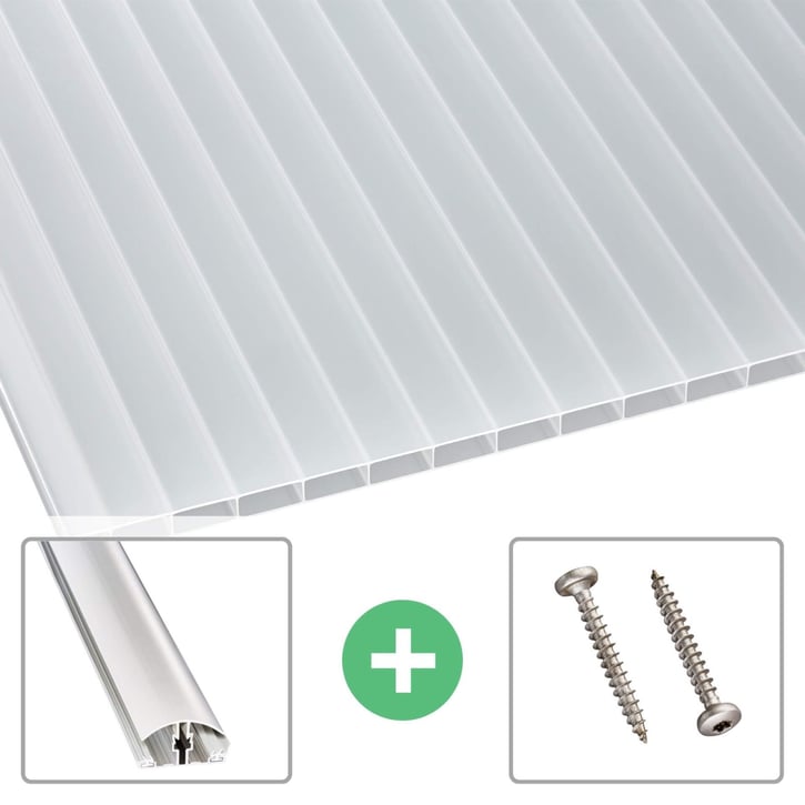 Acrylaat kanaalplaat | 16 mm | Profiel A4 | Voordeelpakket | Plaatbreedte 980 mm | Helder | Breedte 3,09 m | Lengte 2,00 m #1