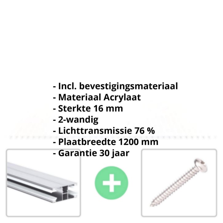 Acrylaat kanaalplaat | 16 mm | Profiel DUO | Voordeelpakket | Plaatbreedte 1200 mm | Opaal wit | Breedte 3,75 m | Lengte 2,00 m #2