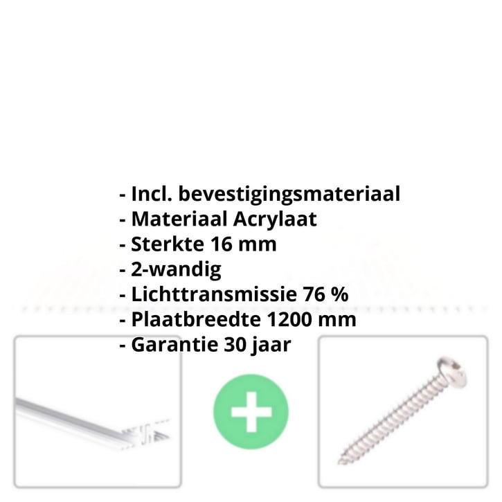 Acrylaat kanaalplaat | 16 mm | Profiel Zeven | Voordeelpakket | Plaatbreedte 1200 mm | Opaal wit | Breedte 3,79 m | Lengte 2,00 m #2