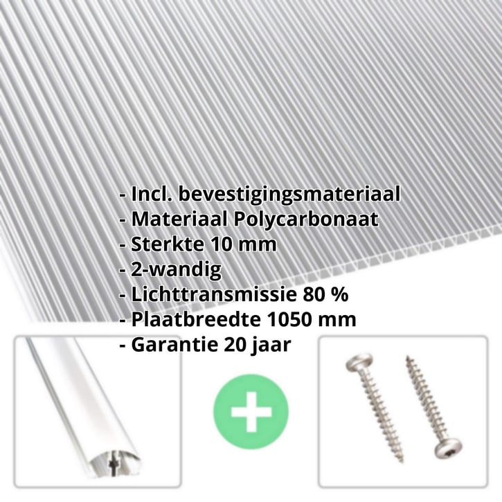 Polycarbonaat kanaalplaat | 10 mm | Profiel A4 | Voordeelpakket Plaatbreedte 1050 mm | Helder | Dubbel UV-besch. | Breedte 3,30 m | Lengte 2,00 Polycarbonaat kanaalplaat | 10 mm | Profiel A4 | Voordeelpakket | Plaatbreedte 1050 mm | Helder | Dubbel UV-besch. | Breedte 3,30 m | Lengte 2,00 #2
