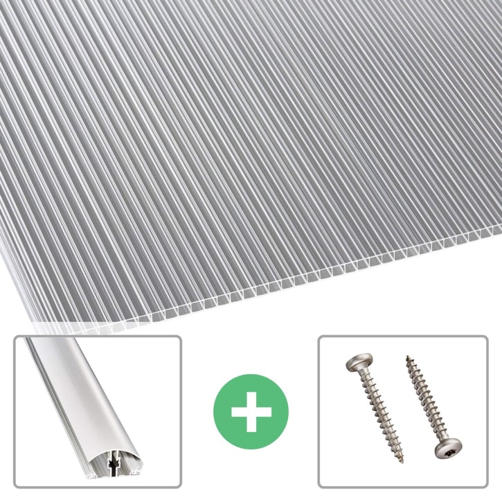 Polycarbonaat kanaalplaat | 10 mm | Profiel A4 | Voordeelpakket Plaatbreedte 1050 mm | Helder | Dubbel UV-besch. | Breedte 3,30 m | Lengte 2,00 Polycarbonaat kanaalplaat | 10 mm | Profiel A4 | Voordeelpakket | Plaatbreedte 1050 mm | Helder | Dubbel UV-besch. | Breedte 3,30 m | Lengte 2,00 #1