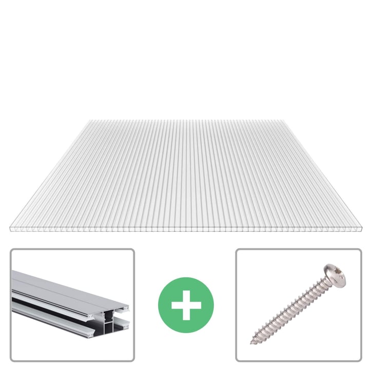 Polycarbonaat kanaalplaat | 10 mm | Profiel DUO | Voordeelpakket | Plaatbreedte 1050 mm | Helder | Breedte 6,45 m | Lengte 2,00 m #1