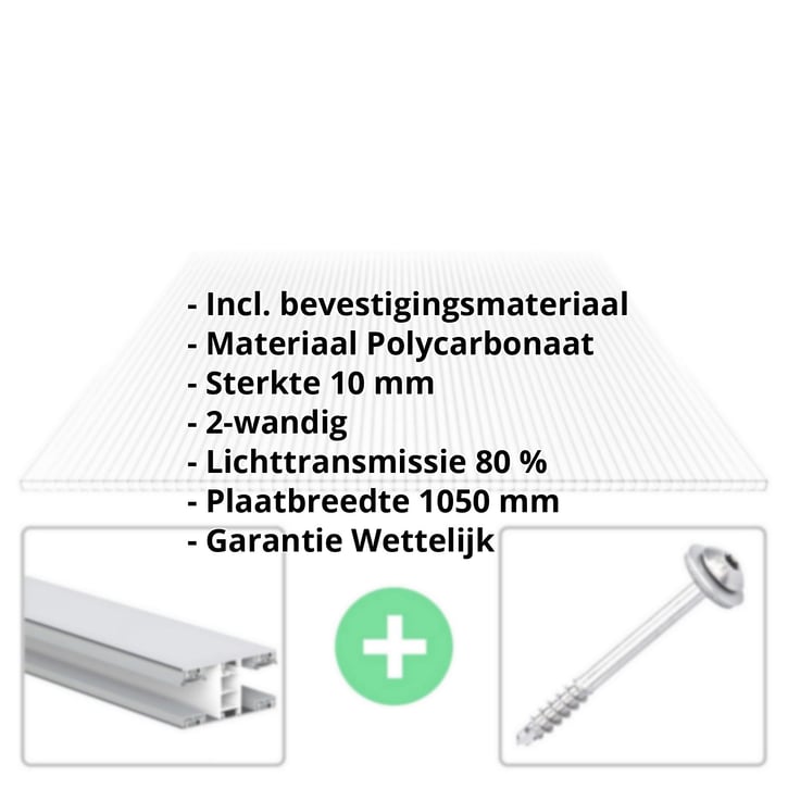Polycarbonaat kanaalplaat | 10 mm | Profiel Mendig | Voordeelpakket Plaatbreedte 1050 mm | Helder | Breedte 3,30 m | Lengte 2,00 m Polycarbonaat kanaalplaat | 10 mm | Profiel Mendig | Voordeelpakket | Plaatbreedte 1050 mm | Helder | Breedte 3,30 m | Lengte 2,00 m #2