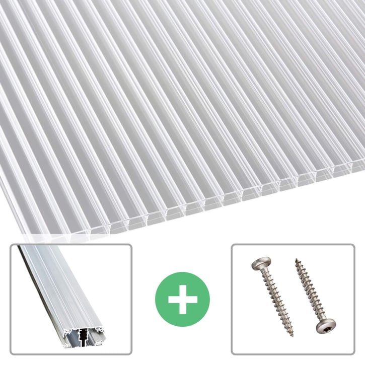Polycarbonaat kanaalplaat | 16 mm | Profiel A1 | Voordeelpakket | Plaatbreedte 980 mm | Helder | Extra brede kanalen | Breedte 3,08 m | Lengte 2,0 #1