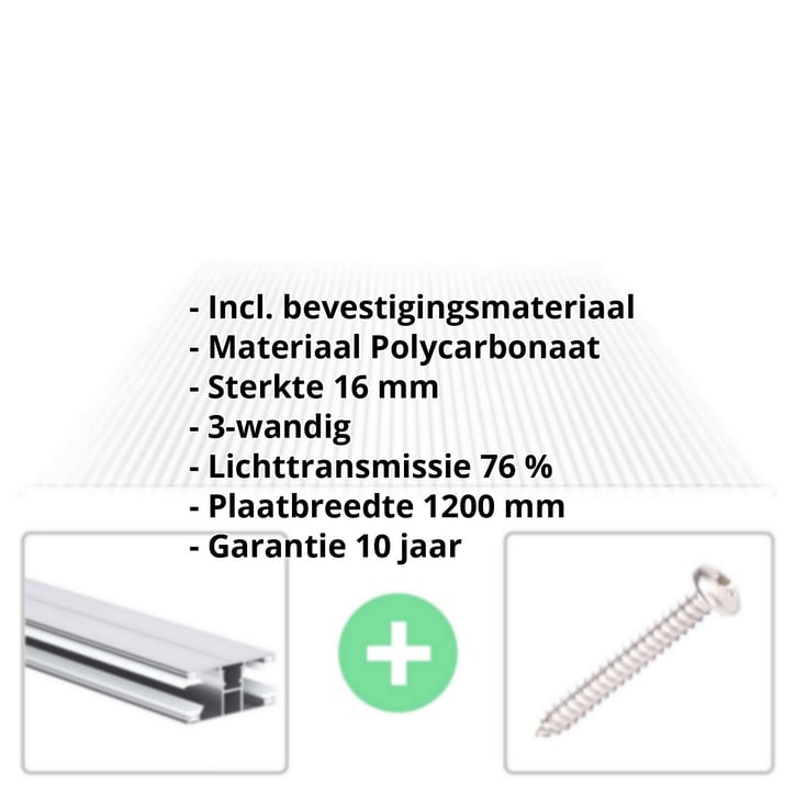 Polycarbonaat kanaalplaat | 16 mm | Profiel DUO | Voordeelpakket Plaatbreedte 1200 mm | Helder | Breedte 3,75 m | Lengte 2,00 m Polycarbonaat kanaalplaat | 16 mm | Profiel DUO | Voordeelpakket | Plaatbreedte 1200 mm | Helder | Breedte 3,75 m | Lengte 2,00 m #2