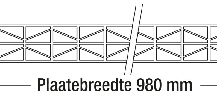 Polycarbonaat kanaalplaat | 16 mm | Profiel DUO | Voordeelpakket | Plaatbreedte 980 mm | Opaal wit | Warmtewerend | Breedte 3,09 m | Lengte 2,00 m #10