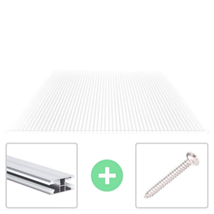 Polycarbonaat kanaalplaat | 16 mm | Profiel DUO | Voordeelpakket | Plaatbreedte 1200 mm | Helder | Breedte 9,90 m | Lengte 4,50 m #2