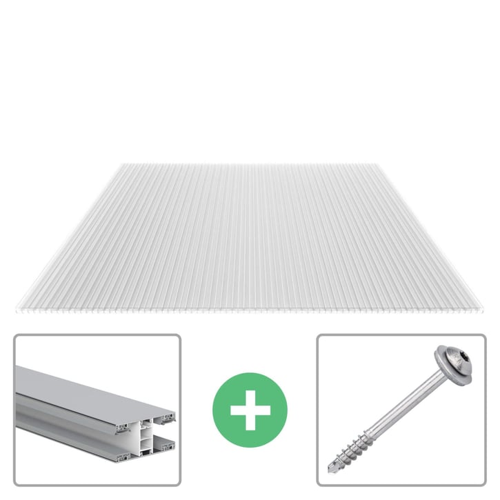 Polycarbonaat kanaalplaat | 16 mm | Profiel Mendig | Voordeelpakket | Plaatbreedte 1200 mm | Helder | Extra sterk | Breedte 3,75 m | Lengte 2,00 m #1