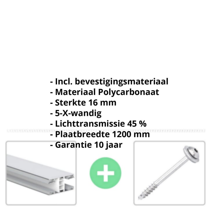 Polycarbonaat kanaalplaat | 16 mm | Profiel Mendig | Voordeelpakket | Plaatbreedte 1200 mm | Opaal wit | Extra sterk | Breedte 3,75 m | Lengte 2,00 m #2