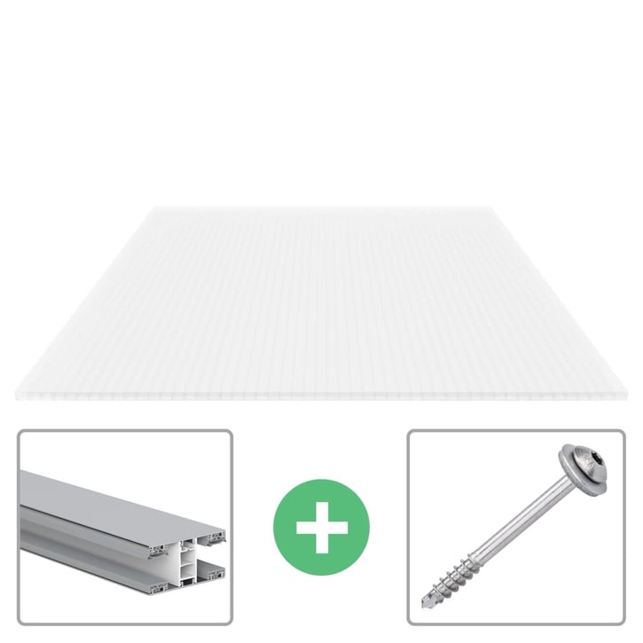 Polycarbonaat kanaalplaat | 16 mm | Profiel Mendig | Voordeelpakket Plaatbreedte 980 mm | Opaal wit | Breedte 3,09 m | Lengte 2,00 m Polycarbonaat kanaalplaat | 16 mm | Profiel Mendig | Voordeelpakket | Plaatbreedte 980 mm | Opaal wit | Breedte 3,09 m | Lengte 2,00 m #1