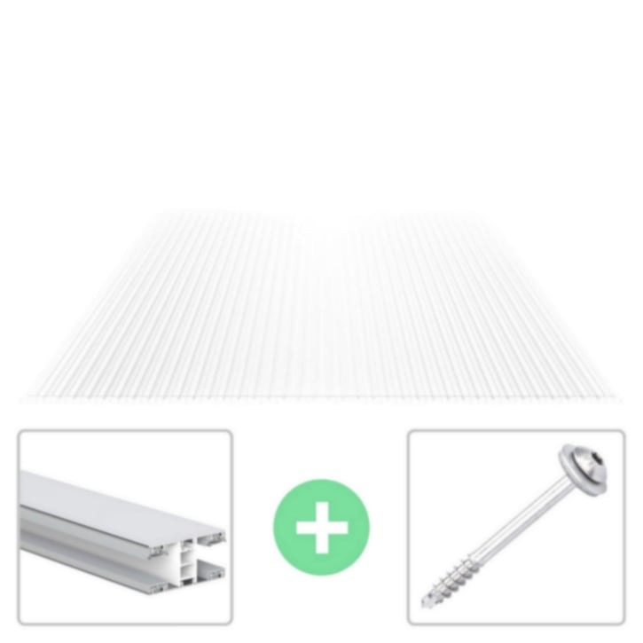 Polycarbonaat kanaalplaat | 16 mm | Profiel Mendig | Voordeelpakket | Plaatbreedte 1200 mm | Helder | X-Structuur | Breedte 4,98 m | Lengte 2,00 m #2