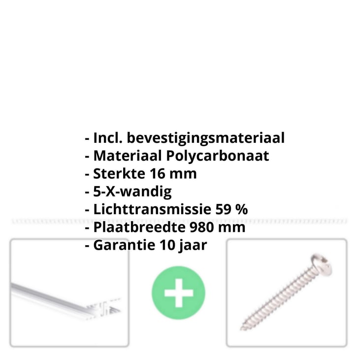 Polycarbonaat kanaalplaat | 16 mm | Profiel Zeven | Voordeelpakket | Plaatbreedte 980 mm | Opaal wit | Warmtewerend | Breedte 3,13 m | Lengte 2,00 m #2
