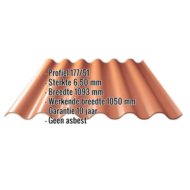 Vezelcement golfplaat Cemfort B65 | Terracotta | 1600 mm #2