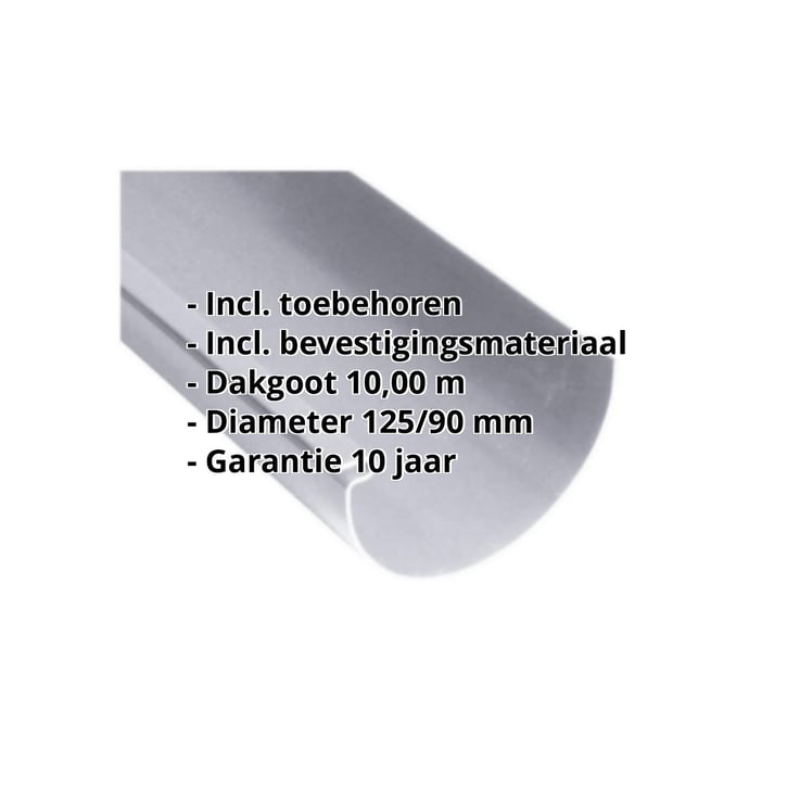 Kunststof dakgoot voordeelpakket 10 m | Ø 125/90 mm | Kleur grijs #2