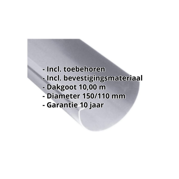 Kunststof dakgoot voordeelpakket 10 m | Ø 150/110 mm | Kleur grijs #2