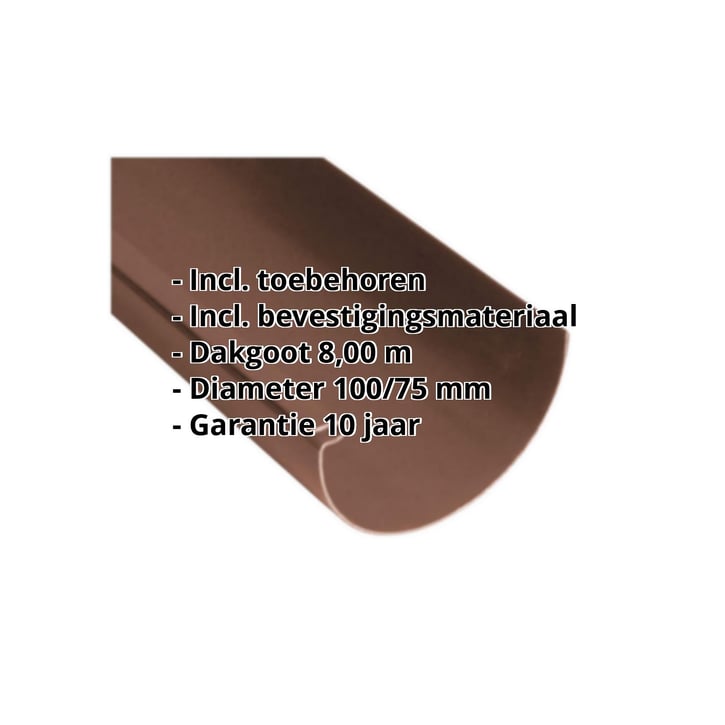 Kunststof dakgoot voordeelpakket 8 m | Ø 100/75 mm | Kleur bruin #2