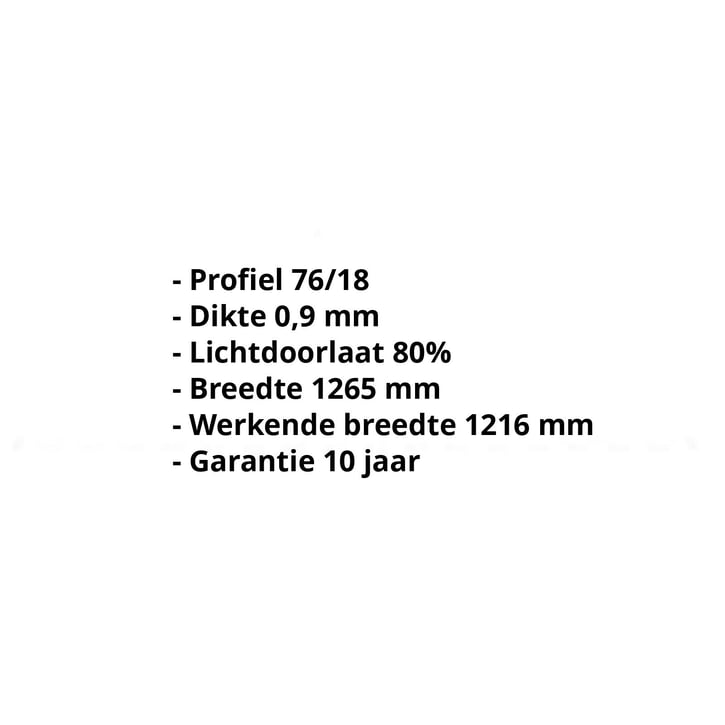 Polycarbonaat damwandplaat | 76/18 | 0,90 mm | Opaal wit | 4500 mm #2