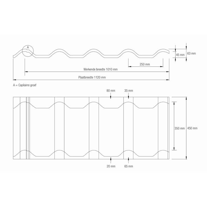 Dakpanplaat EUROPA | Anti-Drup 1000 g/m² | Staal 0,50 mm | 25 µm Polyester | 1015 - Licht ivoorkleurig #7