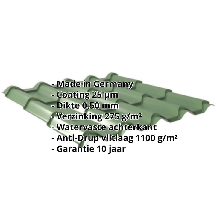 Dakpanplaat EUROPA | Anti-Drup 1000 g/m² | Staal 0,50 mm | 25 µm Polyester | 6002 - Loofgroen #2