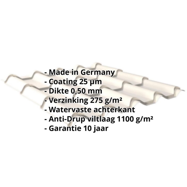 Dakpanplaat EUROPA | Anti-Drup 1000 g/m² | Staal 0,50 mm | 25 µm Polyester | 9010 - Zuiverwit #2