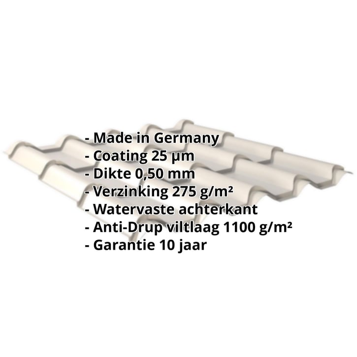 Dakpanplaat EUROPA | Anti-Drup 1000 g/m² | Staal 0,50 mm | 25 µm Polyester | 9002 - Grijswit #2