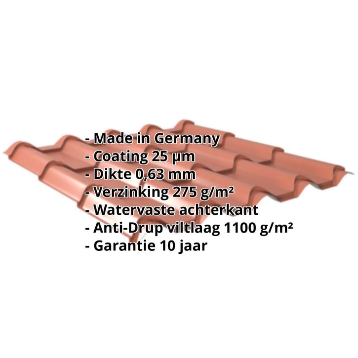 Dakpanplaat EUROPA | Anti-Drup 1000 g/m² | Staal 0,63 mm | 25 µm Polyester | 8004 - Koperbruin #2