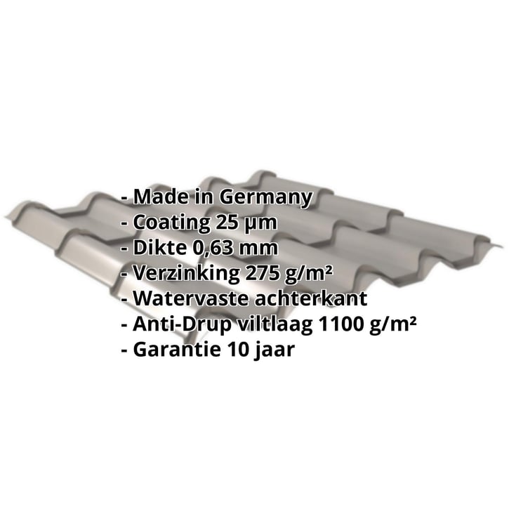 Dakpanplaat EUROPA | Anti-Drup 1000 g/m² | Staal 0,63 mm | 25 µm Polyester | 9007 - Grijs aluminiumkleurig #2