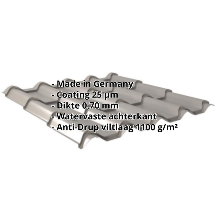Dakpanplaat EUROPA | Anti-Drup 1000 g/m² | Aluminium 0,70 mm | 25 µm Polyester | 9007 - Grijs aluminiumkleurig #2