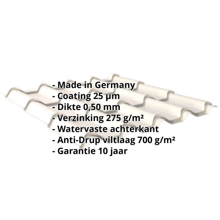 Dakpanplaat EUROPA | Anti-Drup 700 g/m² | Staal 0,50 mm | 25 µm Polyester | 9010 - Zuiverwit #2