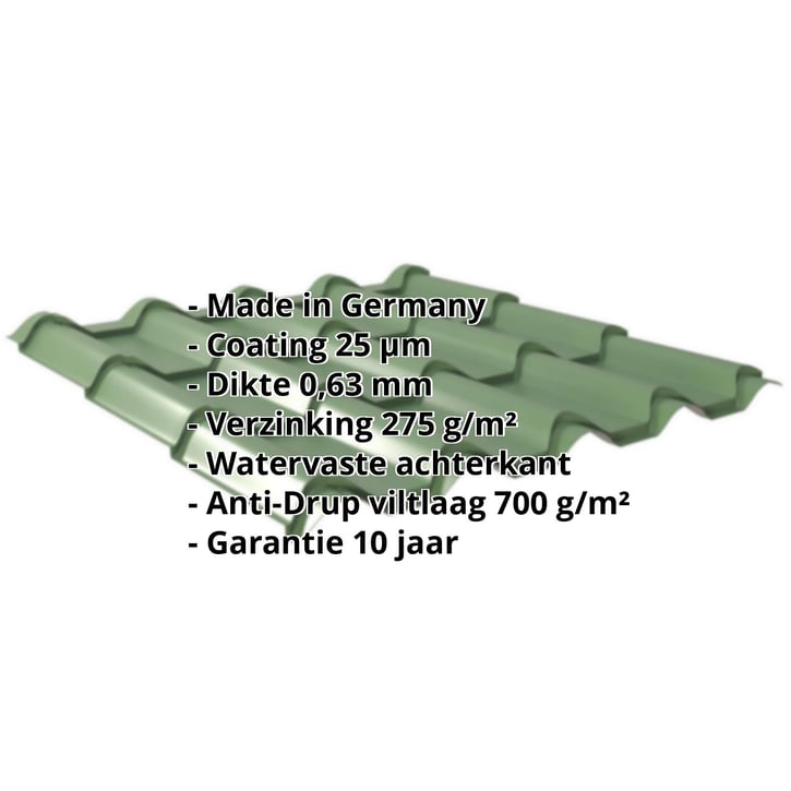 Dakpanplaat EUROPA | Anti-Drup 700 g/m² | Staal 0,63 mm | 25 µm Polyester | 6002 - Loofgroen #2