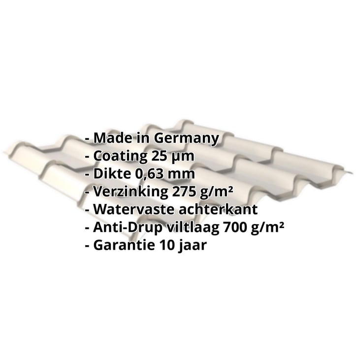 Dakpanplaat EUROPA | Anti-Drup 700 g/m² | Staal 0,63 mm | 25 µm Polyester | 9002 - Grijswit #2
