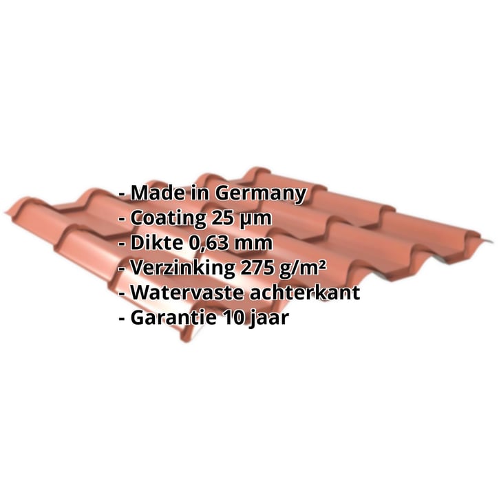 Dakpanplaat EUROPA | Staal 0,63 mm | 25 µm Polyester | 8004 - Koperbruin #2