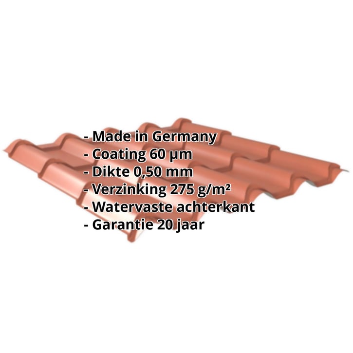 Dakpanplaat EUROPA | Staal 0,50 mm | 60 µm TTHD | 8004 - Koperbruin #2