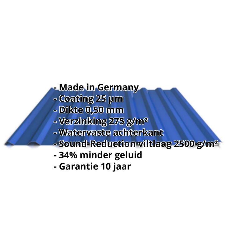 Damwandplaat 20/1100 | Dak | Anti-Drup 1000 g/m² | Staal 0,50 mm | 25 µm Polyester | 5010 - Gentiaanblauw #2