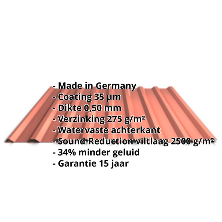 Damwandplaat 20/1100 | Dak | Anti-Drup 1000 g/m² | Staal 0,50 mm | 35 µm Mattpolyester | 75 - Terracotta #2