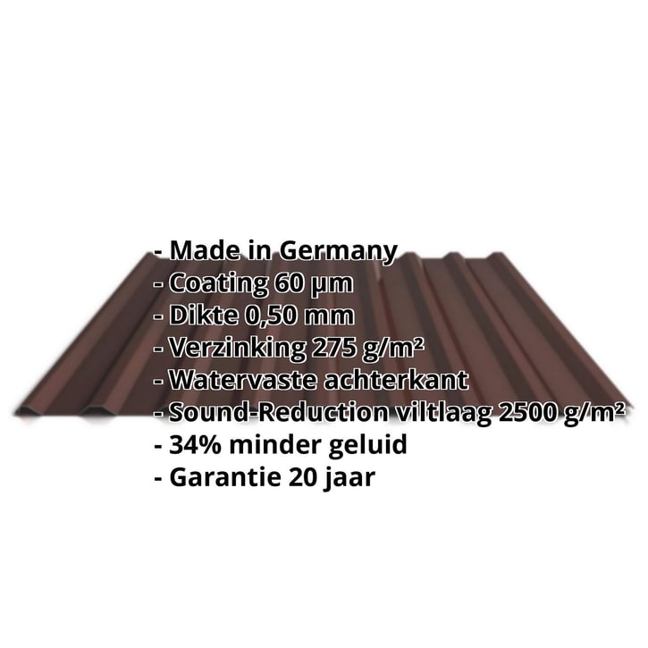 Damwandplaat 20/1100 | Dak | Anti-Drup 1000 g/m² | Staal 0,50 mm | 60 µm TTHD | 8017 - Chocoladebruin #2