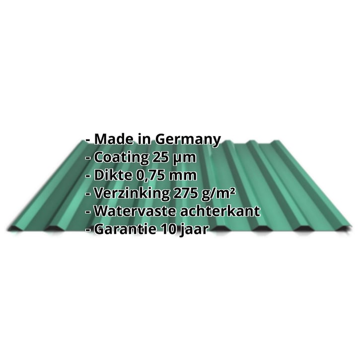 Damwandplaat 20/1100 | Dak | Staal 0,75 mm | 25 µm Polyester | 6020 - Chroomoxydegroen #2